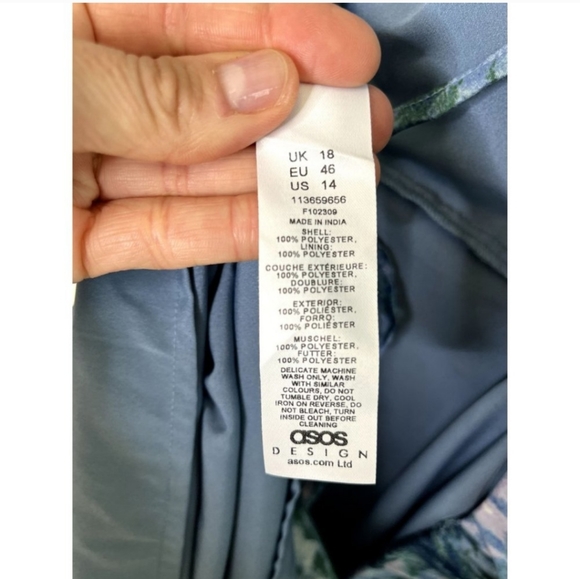 NWT Asos Design Blue Floral Tiered Voile Mini Dress Twist Front Size 14 - Picture 7 of 11